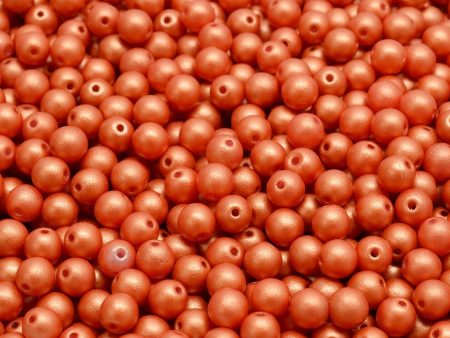 4mm Czech Round Druk Bead, Gold Shine Orange, 50 pieces Sale