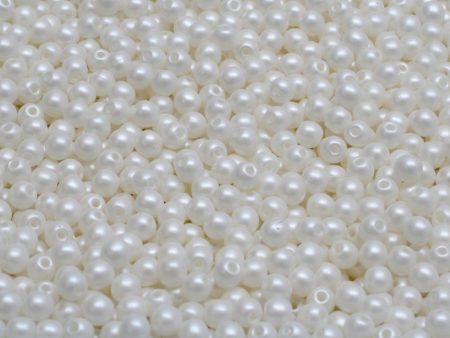 3mm Czech Round Druk Bead, White Pearl, 50 pieces Discount