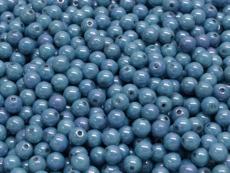 4mm Czech Round Druk Bead, Blue Alabaster, 50 pieces Sale