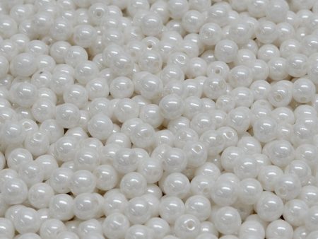 4mm Czech Round Druk Bead, White Alabaster, 50 pieces on Sale