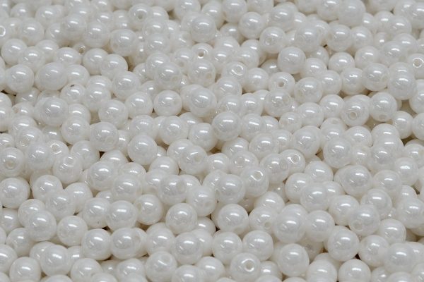 4mm Czech Round Druk Bead, White Alabaster, 50 pieces on Sale