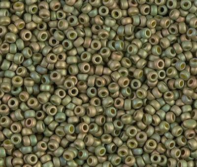 Miyuki 11 Round Seed Bead, 11-2033, Matte Opaque Light Olive Luster Fashion