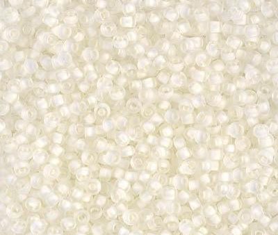 Miyuki 11 Round Seed Bead, 11-1920, Semi-Frosted White Lined Crystal For Sale