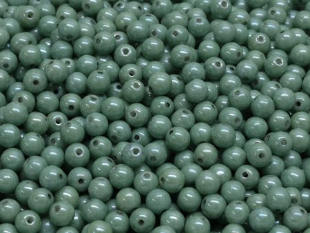 4mm Czech Round Druk Bead, Green Alabaster, 50 pieces on Sale