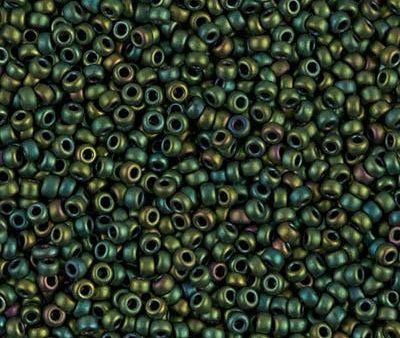 Miyuki 11 Round Seed Bead, 11-2020, Matte Metallic Green Iris Fashion