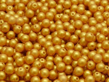 4mm Czech Round Druk Bead, Gold Shine Yellow Sun, 50 pieces For Cheap