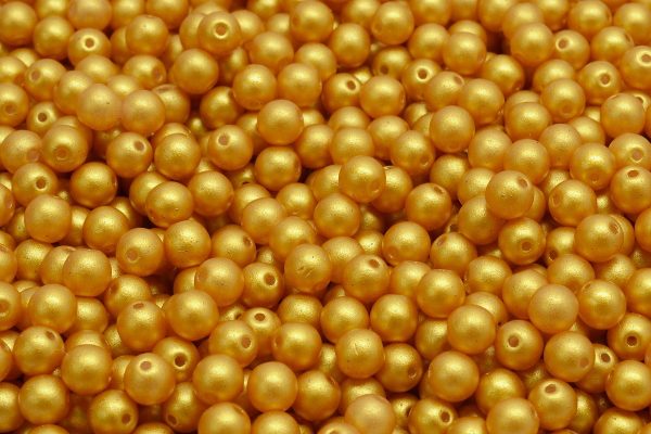 4mm Czech Round Druk Bead, Gold Shine Yellow Sun, 50 pieces For Cheap