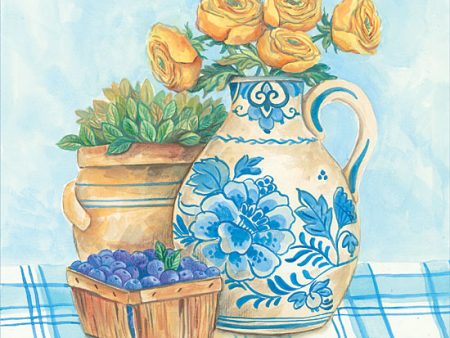 ART1079 - Blue and White Pottery with Flowers II Online Hot Sale