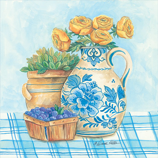 ART1079 - Blue and White Pottery with Flowers II Online Hot Sale