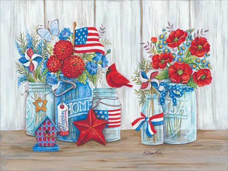 ART1080 - Patriotic Glass Jars with Flowers For Sale